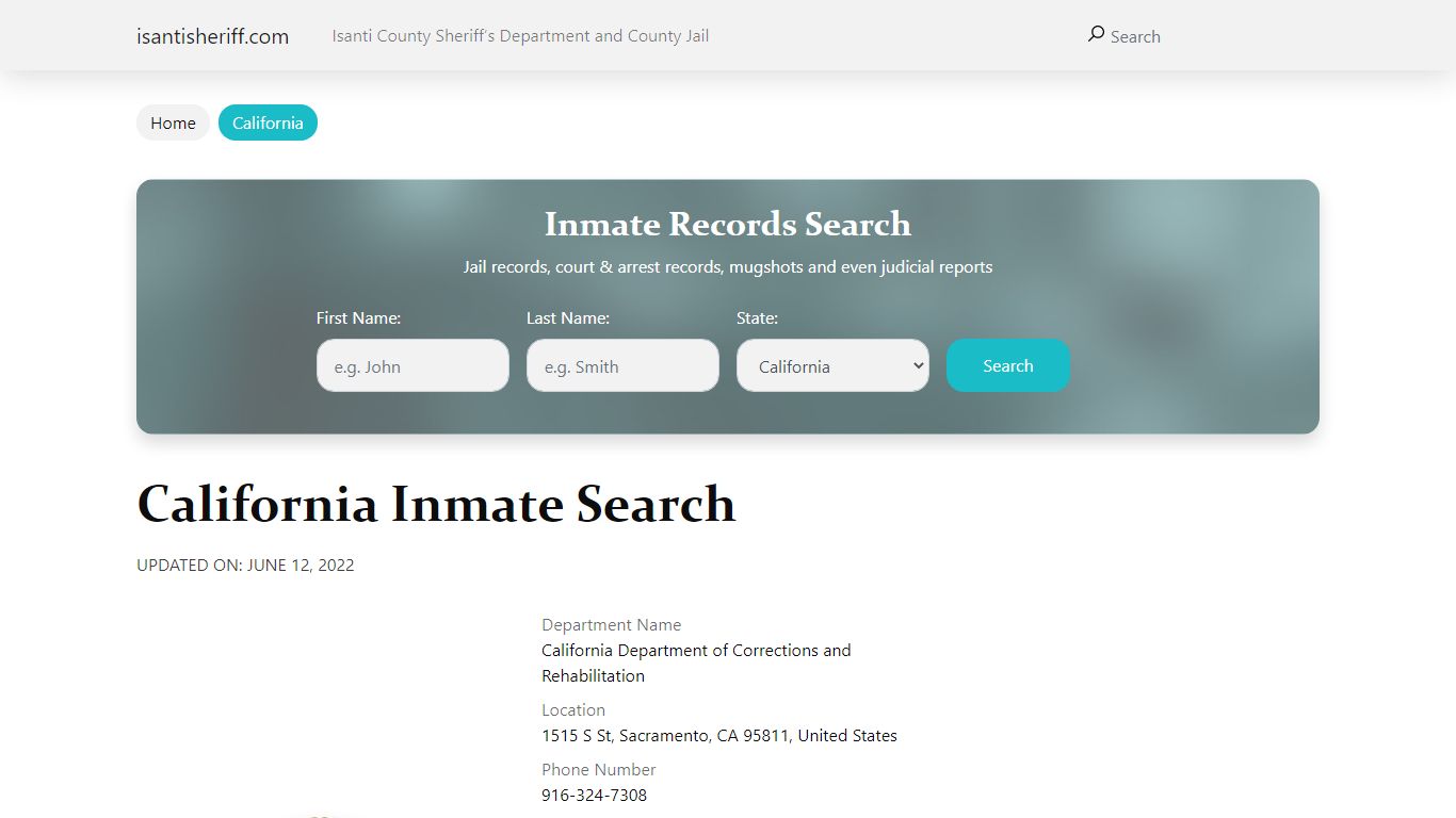 Tehachapi Jail Inmate Search and Prison Information