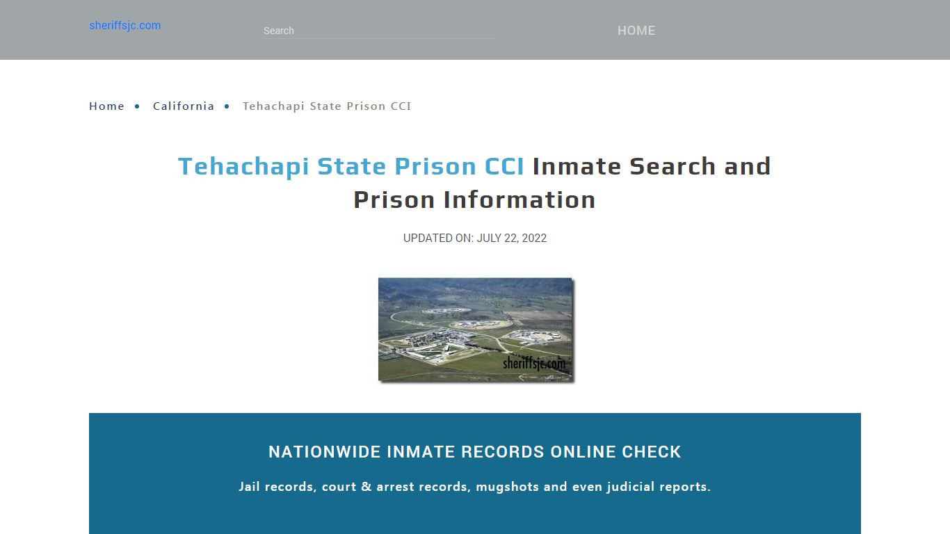 Tehachapi State Prison CCI Inmate Search, Visitation, Phone no ...